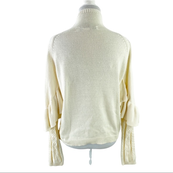 Project Naadam Mock Neck Ruffle Cableknit Sweater - Picture 3 of 5